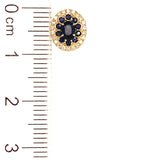 Aretes con zafiro y diamantes en oro amarillo 14kt