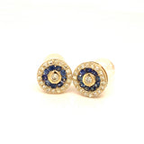 Aretes con zafiro y diamantes en oro amarillo 14kt