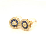 Aretes con zafiro y diamantes en oro amarillo 14kt