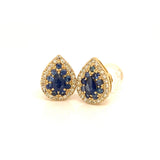 Aretes con zafiro y diamantes en oro amarillo 14kt