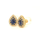 Aretes con zafiro y diamantes en oro amarillo 14kt
