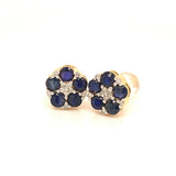 Aretes con zafiro y diamantes en oro amarillo 10kt