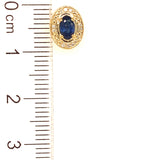 Aretes con zafiro y diamantes en oro amarillo 10kt