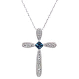 Collar con zafiro y diamantes en oro blanco 14kt. 46cm