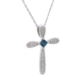 Collar con zafiro y diamantes en oro blanco 14kt. 46cm