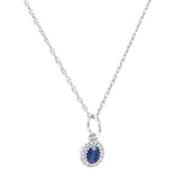 Collar con zafiro y diamantes en oro blanco 10kt. 46cm