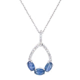 Collar con zafiro y diamantes en oro blanco 10kt. 46cm
