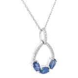 Collar con zafiro y diamantes en oro blanco 10kt. 46cm
