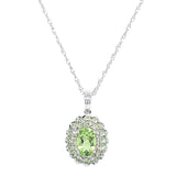 Collar con Peridoto y diamantes en oro blanco 10kt. 46cm