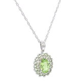 Collar con Peridoto y diamantes en oro blanco 10kt. 46cm
