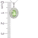 Collar con Peridoto y diamantes en oro blanco 10kt. 46cm