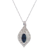 Collar con zafiro y diamantes en oro blanco 14kt. 46cm