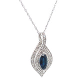 Collar con zafiro y diamantes en oro blanco 14kt. 46cm