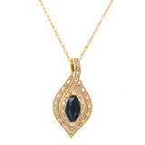 Collar con zafiro y diamantes en oro amarillo 14kt. 46cm