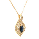 Collar con zafiro y diamantes en oro amarillo 14kt. 46cm