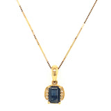 Collar con zafiro y diamantes en oro amarillo 14kt. 46cm