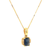 Collar con zafiro y diamantes en oro amarillo 14kt. 46cm