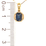 Collar con zafiro y diamantes en oro amarillo 14kt. 46cm