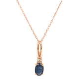 Collar con zafiro y diamantes en oro rosado 14kt. 46cm