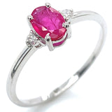 Anillo con rubí y diamantes en oro blanco 14KT