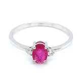 Anillo con rubí y diamantes en oro blanco 14KT