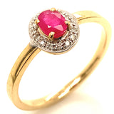 Anillo con rubí y diamantes en oro amarillo 14KT