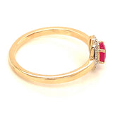 Anillo con rubí y diamantes en oro amarillo 14KT