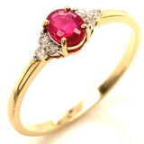 Anillo con rubí y diamantes en oro amarillo 14KT