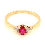 Anillo con rubí y diamantes en oro amarillo 14KT