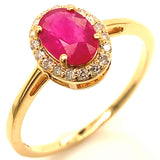 Anillo con rubí y diamantes en oro amarillo 18KT