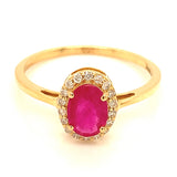 Anillo con rubí y diamantes en oro amarillo 18KT