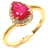 Anillo con rubí y diamantes en oro amarillo 14KT