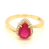 Anillo con rubí y diamantes en oro amarillo 14KT