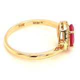 Anillo con rubí y diamantes en oro amarillo 14KT
