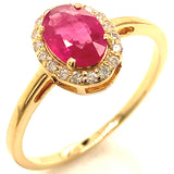 Anillo con rubí y diamantes en oro amarillo 18KT