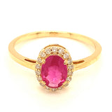 Anillo con rubí y diamantes en oro amarillo 18KT