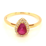 Anillo con rubí y diamantes en oro amarillo 18KT