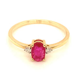 Anillo con rubí y diamantes en oro amarillo 14KT