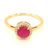 Anillo con rubí y diamantes en oro amarillo 14KT