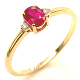 Anillo con rubí y diamantes en oro amarillo 14KT