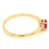 Anillo con rubí y diamantes en oro amarillo 14KT