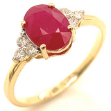 Anillo con rubí y diamantes en oro amarillo 14KT