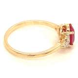 Anillo con rubí y diamantes en oro amarillo 14KT