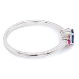 Anillo con zafiro y rubí en oro blanco 14KT