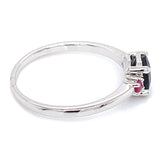 Anillo con zafiro y rubí en oro blanco 14KT