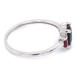 Anillo con zafiro y rubí en oro blanco 14KT