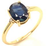 Anillo con zafiro y diamantes en oro amarillo 14KT