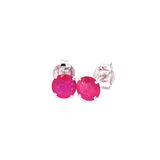 Aretes con rubí en oro blanco 14KT