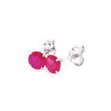 Aretes con rubí en oro blanco 14KT
