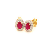 Aretes con rubí y diamantes en oro amarillo 10KT